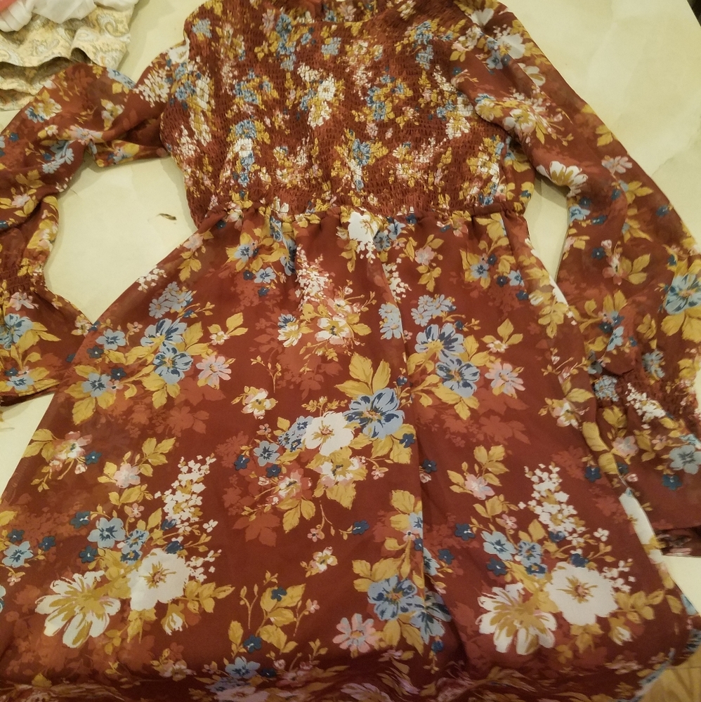 Red/brown floral dress